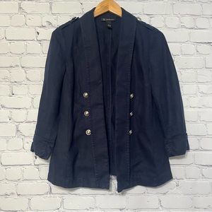 INC Internacional Concepts 100% Linen Blazer With Silver Buttons Small Academia